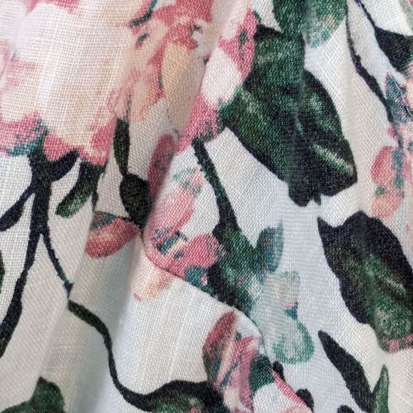 J. Jill Love Linen Dress sz XS petite 100% Linen Floral Hydrangeas Cottagecore - Picture 5 of 8